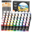 Conjunto de tinta acrílica Shuttle Art 54 cores com 12 pincéis de 60 ml Conjunto de tinta acrílica Shuttle Art 54 cores com 12 pincéis de 60 ml