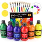 Conjunto de tintas laváveis Nicpro para crianças com 10 pincéis de 1500 ml