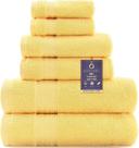 Conjunto de toalhas COZYART, amarelo claro, algodão turco de luxo, 650 g/m2, 6 unidades