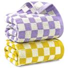 Conjunto de toalhas de banho Jacquotha Checkered amarelo/lilás 140x70cm, pacote com 2 unidades Conjunto de toalhas de banho Jacquotha Checkered amarelo/lilás 140x70cm, pacote com 2 unidades