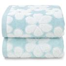Conjunto de toalhas de banho Jacquotha Cotton Floral Jacquard Aqua Blue x2