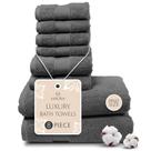 Conjunto de toalhas de banho MAURA Grey Turk Cotton Luxury 8 peças
