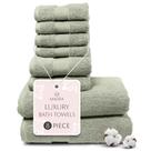 Conjunto de toalhas de banho MAURA Sage Green Turco Cotton x8