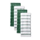 Conjunto de toalhas de cozinha KitchenAid Albany, pacote com 4, verde escuro/branco