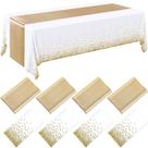 Conjunto de toalhas de mesa Breling, pacote com 8 unidades, branco/dourado, plástico/cetim