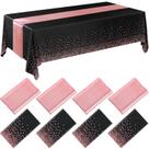 Conjunto de toalhas de mesa Breling, pacote com 8 unidades, preto/rosa, ouro, plástico/cetim