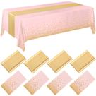 Conjunto de toalhas de mesa Breling, pacote com 8 unidades, rosa/dourado, plástico e cetim para casamento