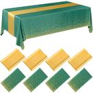 Conjunto de toalhas de mesa Breling, pacote com 8 unidades, verde/dourado, plástico/cetim