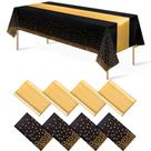 Conjunto de toalhas de mesa e corredores de mesa MASHAN Black Gold para festa