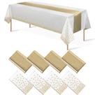 Conjunto de toalhas de mesa e corredores de mesa MASHAN branco/dourado para festa