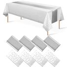 Conjunto de toalhas de mesa e corredores de mesa MASHAN branco/prateado (pacote com 8)