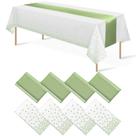 Conjunto de toalhas de mesa e corredores de mesa MASHAN branco/verde para festa