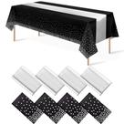 Conjunto de toalhas de mesa e corredores de mesa MASHAN preto/prata, pacote com 8