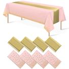 Conjunto de toalhas de mesa e corredores de mesa MASHAN rosa e dourado
