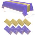 Conjunto de toalhas de mesa e corredores de mesa MASHAN roxo e dourado Conjunto de toalhas de mesa e corredores de mesa MASHAN roxo e dourado