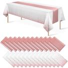 Conjunto de toalhas de mesa MASHAN, pacote com 24, branco, ouro rosa, 137 x 274 cm Conjunto de toalhas de mesa MASHAN, pacote com 24, branco, ouro rosa, 137 x 274 cm