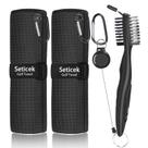 Conjunto de Toalhas de Microfibra para Golfe Seticek 2 Peças com Escova Conjunto de Toalhas de Microfibra para Golfe Seticek 2 Peças com Escova