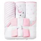 Conjunto de toalhas e panos de lavagem para bebês Viviland, pacote com 6 unidades, Pink Unicorn