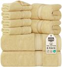 Conjunto de toalhas Utopia Towels, 8 peças, 100% algodão fiado em anel, bege Conjunto de toalhas Utopia Towels, 8 peças, 100% algodão fiado em anel, bege