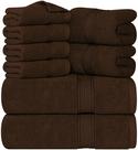 Conjunto de toalhas Utopia Towels, 8 peças, 100% algodão fiado em anel, marrom Conjunto de toalhas Utopia Towels, 8 peças, 100% algodão fiado em anel, marrom