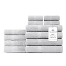 Conjunto de toalhas Villa Celestia 100% algodão, 12 peças, prata