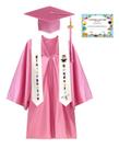 Conjunto de toga e capelo de formatura para jardim de infância MQJJSM rosa 76 cm