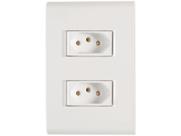 Conjunto de Tomada 2P+T Dupla 4X2 10A - Tramontina Liz Branco
