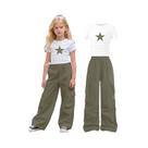 Conjunto De Top Cropped Com Estampa De Estrelas E Calças Cargo Verde Oliva Para Meninas Conjunto De Top Cropped Com Estampa De Estrelas E Calças Cargo Verde Oliva Para Meninas