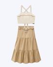 Conjunto de Top Cropped e Saia New Midi em Linho Santorine Juvenil Feminino Vic&Vicky 84932 Conjunto de Top Cropped e Saia New Midi em Linho Santorine Juvenil Feminino Vic&Vicky 84932
