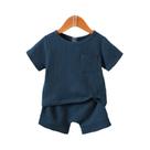 Conjunto de top e shorts remendados com bolso sólido para bebê de verão