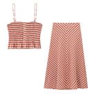 Conjunto De Top Sem Alças E Saia Midi Em Xadrez Para Mulheres, Elegante Com Zíper Lateral, Vestido