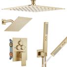 Conjunto de Torneira para Chuveiro Aolemi com 2 Duchas de 25,5 cm e 15 cm Dourado Conjunto de Torneira para Chuveiro Aolemi com 2 Duchas de 25,5 cm e 15 cm Dourado