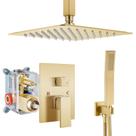 Conjunto de torneiras de chuveiro Airuida 30 cm quadradas em ouro escovado com válvula