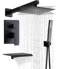 Conjunto de torneiras de chuveiro RTTWYYUU Matte Black com chuveiro e banheira