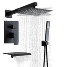 Conjunto de torneiras de chuveiro RTTWYYUU preto fosco com bico de banheira de 25 cm