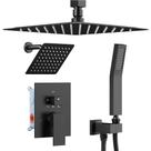 Conjunto de torneiras de chuveiro STARBATH Matte Black Dual Rain 12+6 com dispositivo portátil