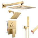 Conjunto de torneiras de chuveiro VANFOXLE Brushed Gold com dispositivo portátil 2 em 1
