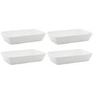 Conjunto de Travessas de Porcelana Lyor Linea 1L Brancas 4 Pratos Refratários Retangulares