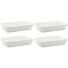 Conjunto de Travessas de Porcelana Lyor Linea 1L Brancas 4 Pratos Refratários Retangulares