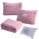 Conjunto de travesseiros de viagem Nenolix 3 em 1 350 g/m2 com bolsa rosa