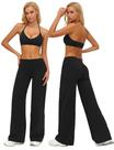 Conjunto de treino ABOCIW para mulheres, decote em V, sutiã esportivo Halter, preto, GG Conjunto de treino ABOCIW para mulheres, decote em V, sutiã esportivo Halter, preto, GG