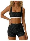 Conjunto de treino feminino Milumia, bolinhas, bloco de cores, preto e branco