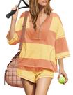 Conjunto de treino feminino ReachMe, short listrado, 2 peças, laranja, amarelo