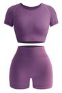 Conjunto de treino OLCHEE Seamless Acid Wash Yoga Purple para mulheres