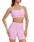 Conjunto de Treino OMKAGI Top Esportivo Dupla Camada e Shorts Rosa Conjunto de Treino OMKAGI Top Esportivo Dupla Camada e Shorts Rosa