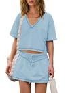 Conjunto de treino Panadila, roupa feminina de 2 peças, saia azul claro