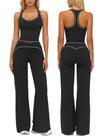 Conjunto de treino QBGJTD, camiseta regata feminina Color Block, preta