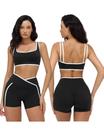 Conjunto de treino QBGJTD de 2 peças para mulheres Gym Yoga Active Wear XS