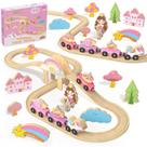 Conjunto de Trem de Madeira Hot Bee Unicórnio Fada 38 Peças Brinquedo para Bebês