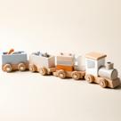 Conjunto de trem de madeira ibwaae com números e blocos para bebê